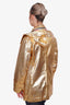 Thom Browne Gold Metallic Hooded Jacket with Stripes Size 0 Mens