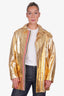 Thom Browne Gold Metallic Hooded Jacket with Stripes Size 0 Mens