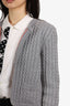Thom Browne Grey Wool Cable Knit Open Front Cardigan Size 40