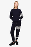 Thom Browne Navy Cotton Striped Sweatpants Size 1