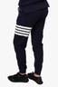 Thom Browne Navy Cotton Striped Sweatpants Size 1