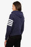 Thom Browne Navy Cotton Striped Zip-Up Sweatshirt Size 0 'worn'