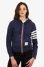 Thom Browne Navy Cotton Striped Zip-Up Sweatshirt Size 0 'worn'