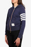 Thom Browne Navy Cotton Striped Zip-Up Sweatshirt Size 0