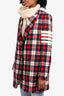 Thom Browne Red/White/Black Wool Check Striped Blazer Size 36