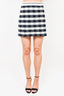 Thom Browne White/Navy Blue Gingham Knit Mini Skirt Size 40