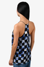 Tibi Blue/Black Checkerboard Silk Tank Top Size 6