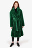Tibi Green Faux Fur Belted Coat Size M