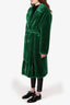 Tibi Green Faux Fur Belted Coat Size M