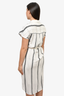 Tibi White Striped Button-Down Short Sleeve Dress Size XS