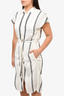 Tibi White Striped Button-Down Short Sleeve Dress Size XS