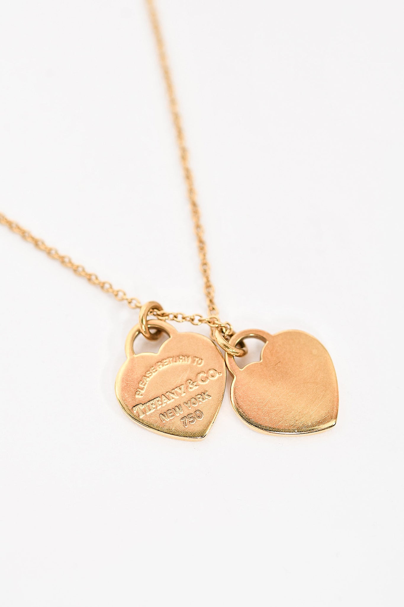 Tiffany & Co. 18K Yellow Gold Mini Double Heart Necklace