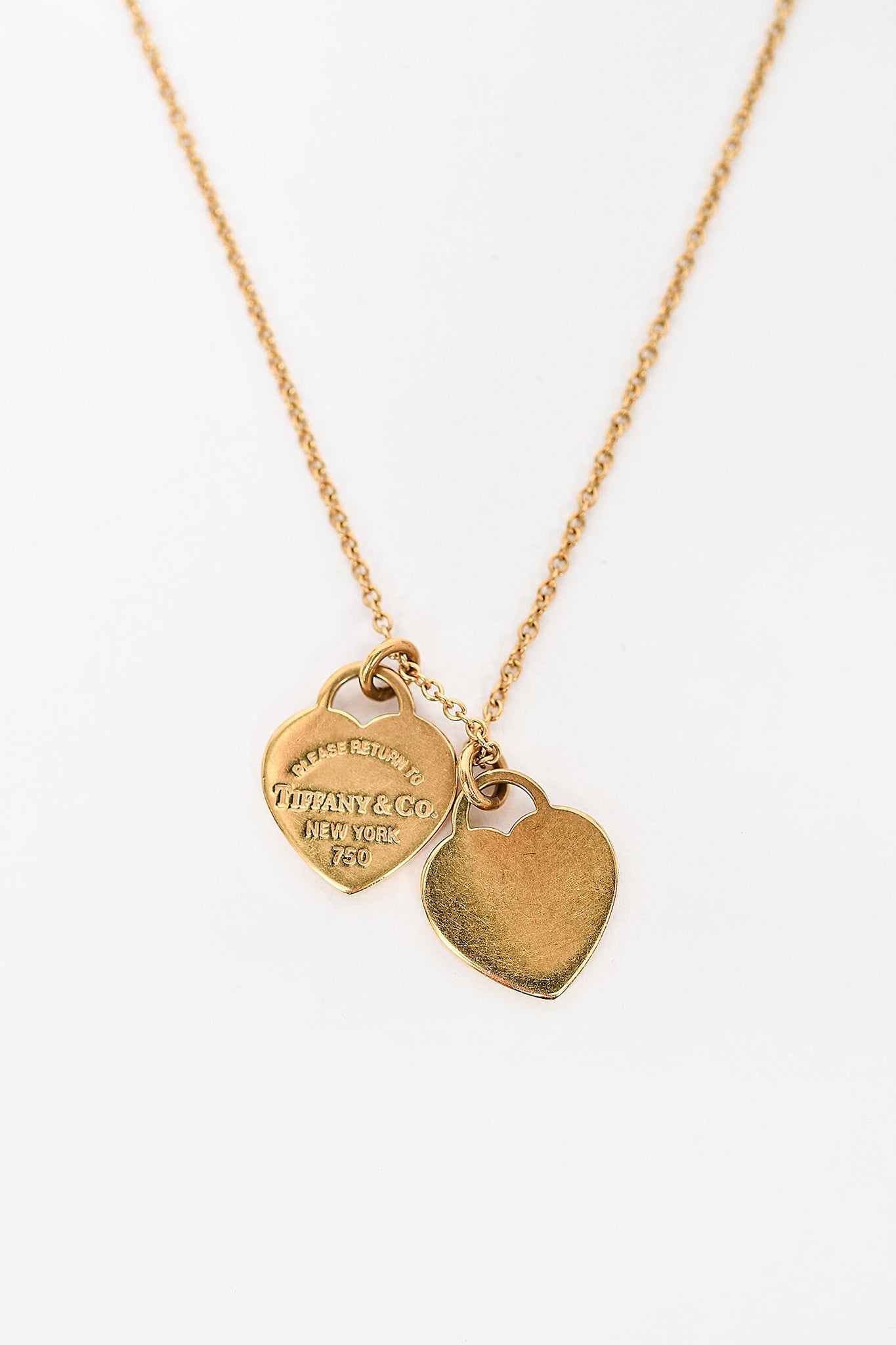 Tiffany & Co. 18K Yellow Gold Mini Double Heart Necklace