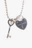 Tiffany & Co. Sterling Silver Heart Lock + Key Pendant Beaded Necklace