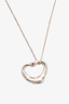 Tiffany & Co. Sterling Silver Small Open Heart Pendant Necklace with Pink Sapphire