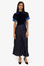 Toga Pulla Navy Silk/Velvet Maxi Dress Size 38