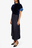 Toga Pulla Navy Silk/Velvet Maxi Dress Size 38