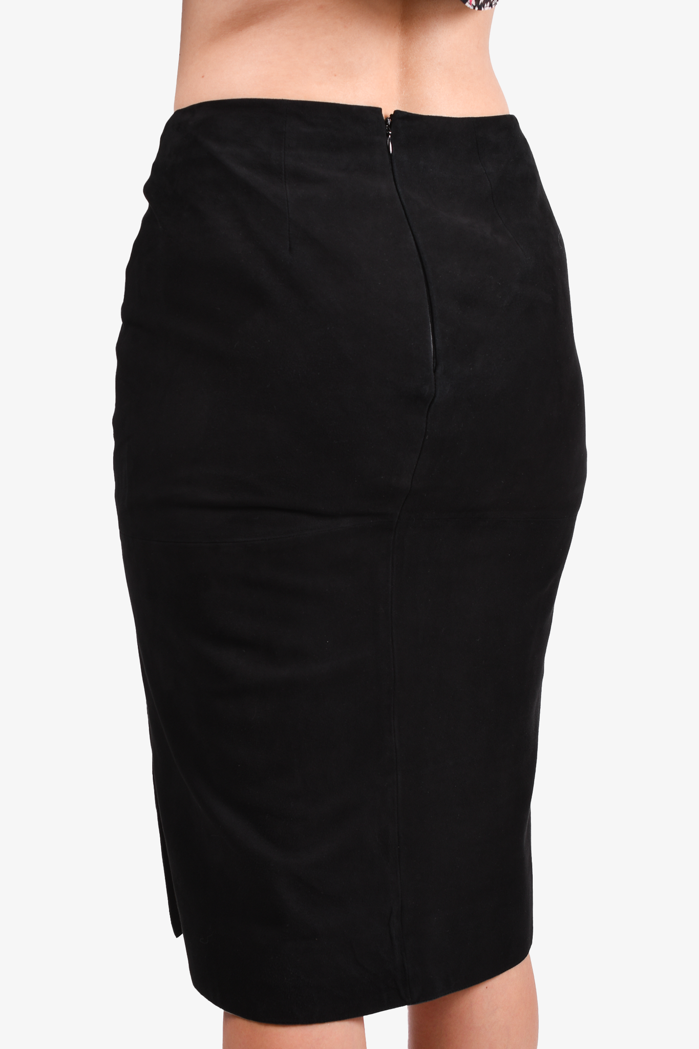 Tom Ford Black Suede Pencil Skirt with Front Slits Size 6