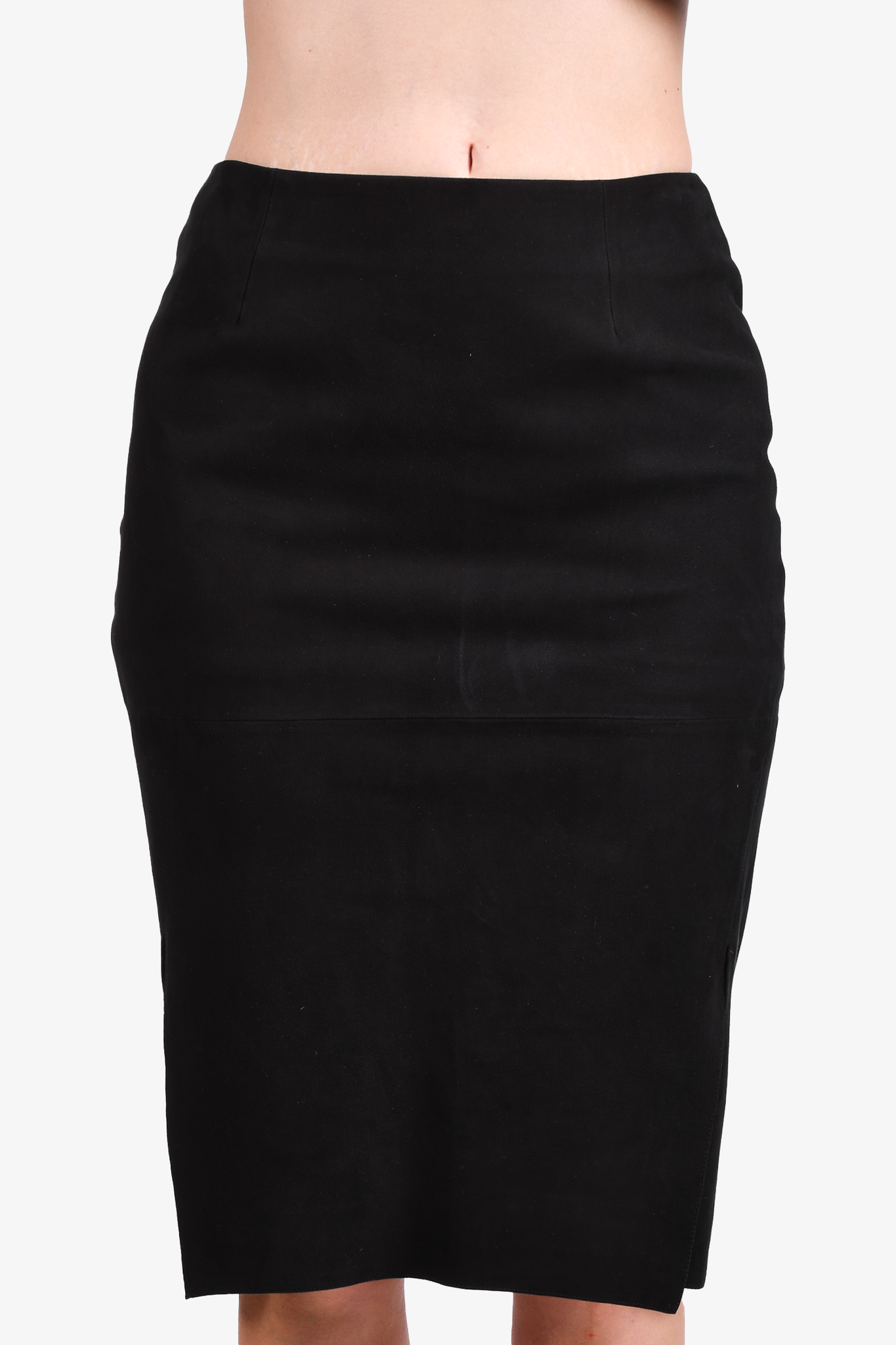 Tom Ford Black Suede Pencil Skirt with Front Slits Size 6