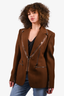 Tom Ford Brown Virgin Wool Blend Zipper Detail Blazer Jacket Size 42