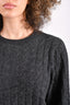 Toteme Dark Grey Cashmere Cable Knit Crewneck Sweater Size XXS