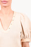Ulla Johnson Beige Cotton Knit Puff Sleeve 'Pia' Top