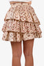 Ulla Johnson Beige/Rust Printed Ruffle 'Aminta' Mini Skirt Size 0