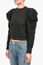 Ulla Johnson Black Cotton Puff Sleeve Sweatshirt