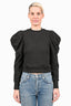 Ulla Johnson Black Cotton Puff Sleeve Sweatshirt