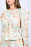 Ulla Johnson Cream/Blue/Brown Printed Cotton Puff Sleeve Blouse + Short Set Size 6