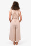 Ulla Johnson Cream/Pink/Gold Cotton Vertical Striped Belted Jumpsuit Size 0