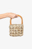 Ulla Johnson Cream/Yellow Knit Leather Top Handle Bucket Bag