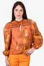 Ulla Johnson Orange Cotton Blend Floral Blouse Size 4