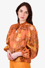 Ulla Johnson Orange Cotton Blend Floral Blouse Size 4
