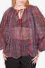Ulla Johnson Red/Grey Silk Patterned L/S Top Size 4