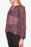 Ulla Johnson Red/Grey Silk Patterned L/S Top Size 4
