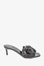 Valentino Atelier Black Leather with Flower Detail Mule Size 38