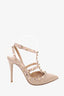 Valentino Beige Patent Leather Rockstud Cage Heels Size 39