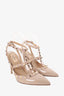 Valentino Beige Patent Leather Rockstud Cage Heels Size 39