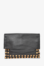 Valentino Black Grained Leather Gold Hardware Embellished Flap Clutch