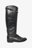 Valentino Black Leather Knee High Rockstud Strap Boots Size 38