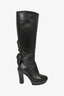 Valentino Black Leather Lace-Up Detail Knee-High Heeled Boots Size 36