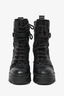 Valentino Black Leather Laser Cut Combat Boots Size 38