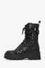 Valentino Black Leather Laser Cut Combat Boots Size 38