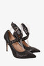 Valentino Black Leather Love Latch Heels Size 37.5