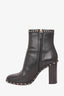 Valentino Black Leather Rockstud Ankle Boots Size 37