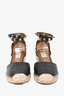 Valentino Black Leather Rockstud Espadrille Wedges Size 37