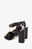 Valentino Black Leather V-Logo Black Heel Sandals Size 37