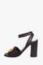 Valentino Black Leather V-Logo Black Heel Sandals Size 37