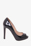 Valentino Black Patent Peep Toe Heels Size 36
